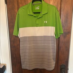 Under Armour Men's Green and Gray Polo Shirt